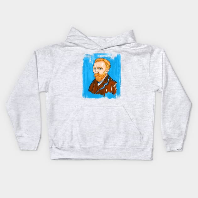 Denizko Art Van Gogh Self Portrait Kids Hoodie by denizko